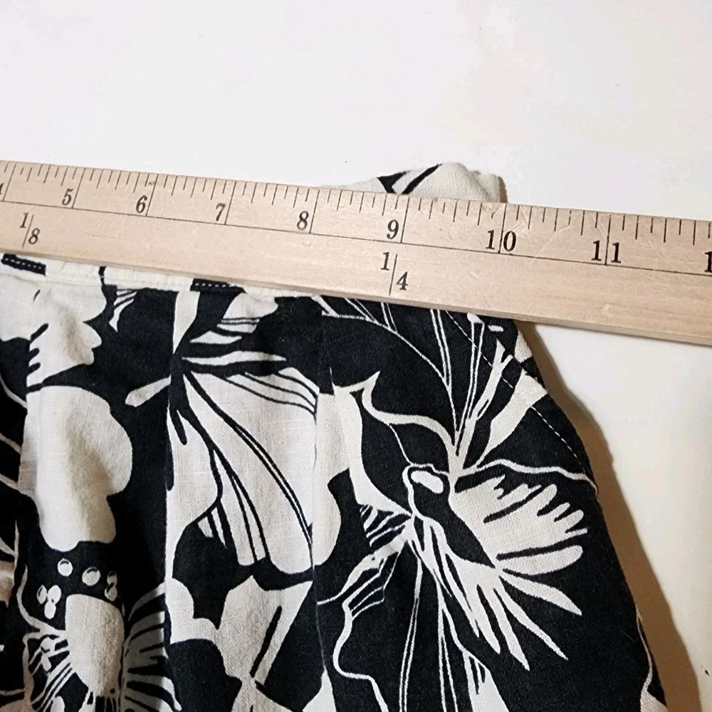 Gap Kids Linen Blend Tank & Shorts Set Youth Size 5 Black White Floral Summer